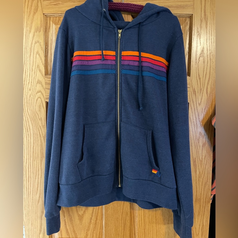 SET!! Classic Navy Stripe Aviator Nation! Hoodie and Sweatpants - XL